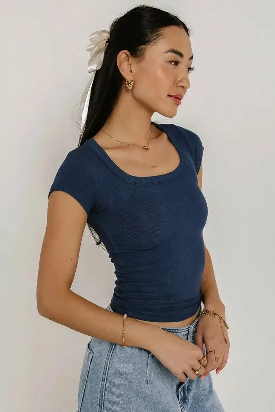 Bohme Freya Ribbed Top In Navy Navy Women Tees and Tanks