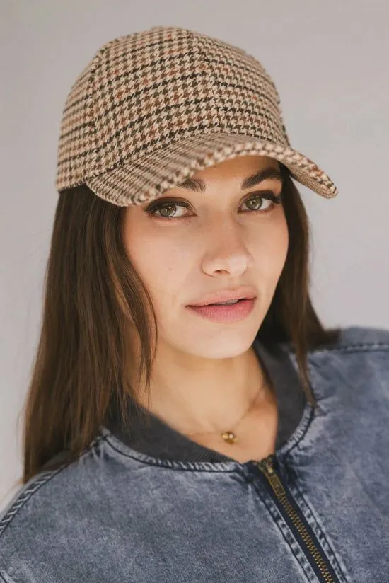 Bohme Houndstooth Baseball Cap Beige Women Hats