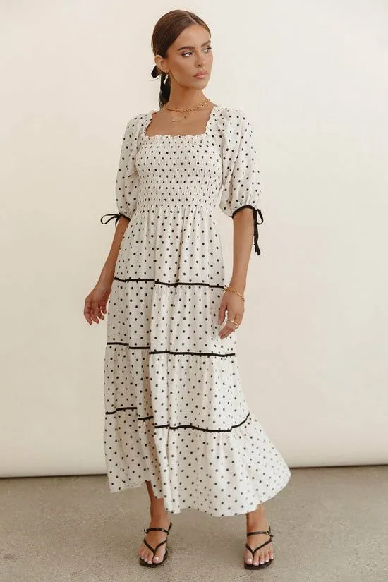 Bohme Hunter Smocked Polka Dot Dress Natural Women Dresses