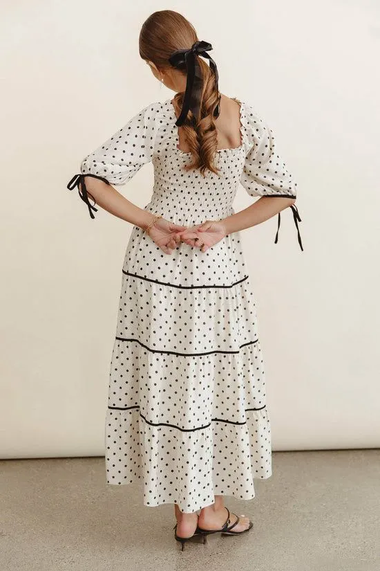 Bohme Hunter Smocked Polka Dot Dress Natural Women Dresses