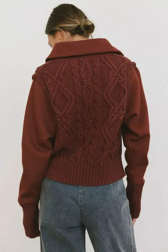 Bohme Irene Cable Knit Sweater In Burgundy Burgundy Women Sweaters