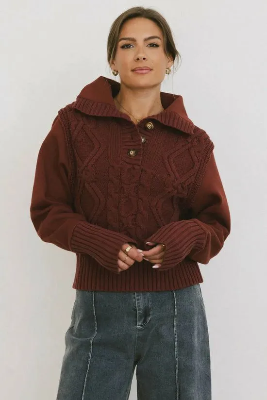 Bohme Irene Cable Knit Sweater In Burgundy Burgundy Women Sweaters