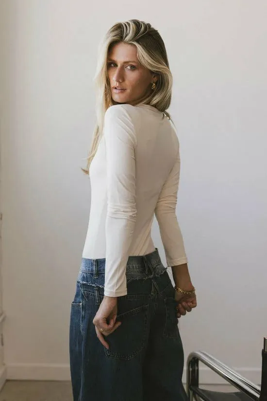 Bohme Iris Basic Top In Cream Cream Women Tees and Tanks