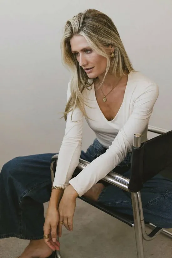 Bohme Iris Basic Top In Cream Cream Women Tees and Tanks