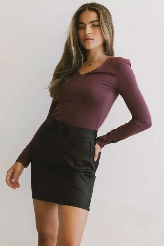 Bohme Iris Basic Top In Wine Wine Women Tees and Tanks