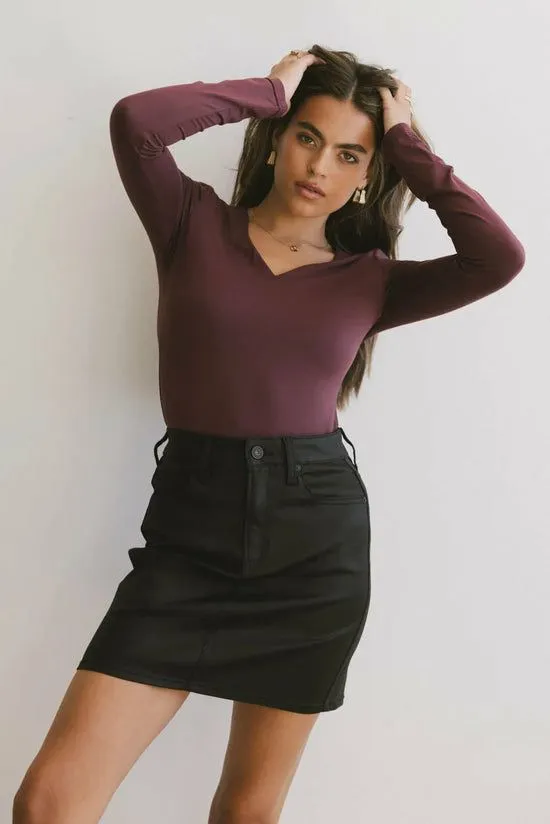 Bohme Iris Basic Top In Wine Wine Women Tees and Tanks