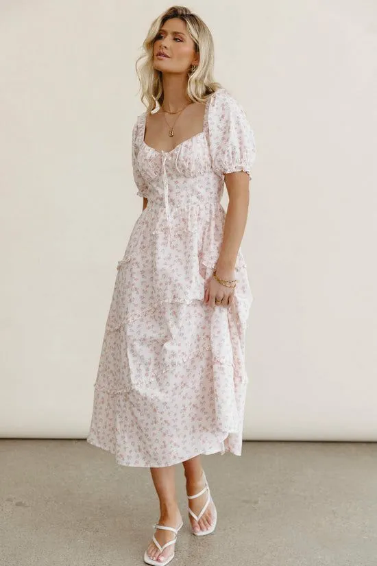 Bohme Jamie Floral Midi Dress Pink Women Dresses