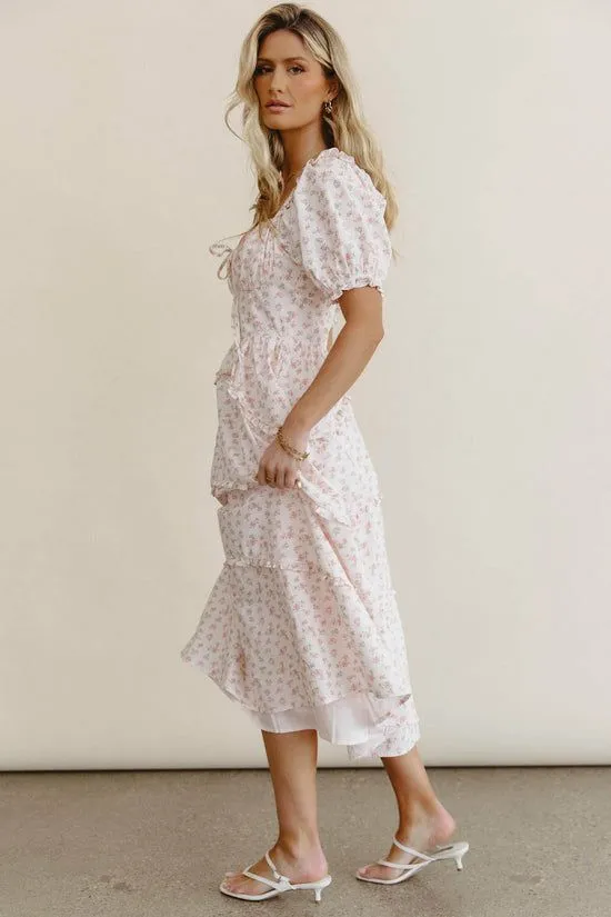 Bohme Jamie Floral Midi Dress Pink Women Dresses