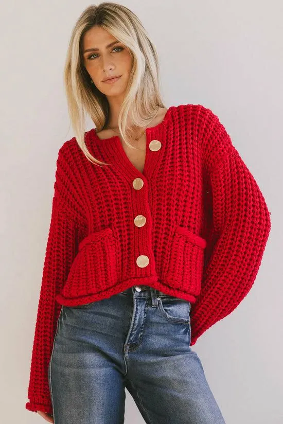 Bohme Janelle Knit Cardigan In Red Red Women Cardigans