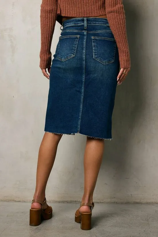 Bohme Jayna Denim Midi Skirt Dark Wash Women Skirts