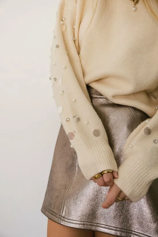 Bohme Jazlynn Embellished Sweater Cream Women Sweaters