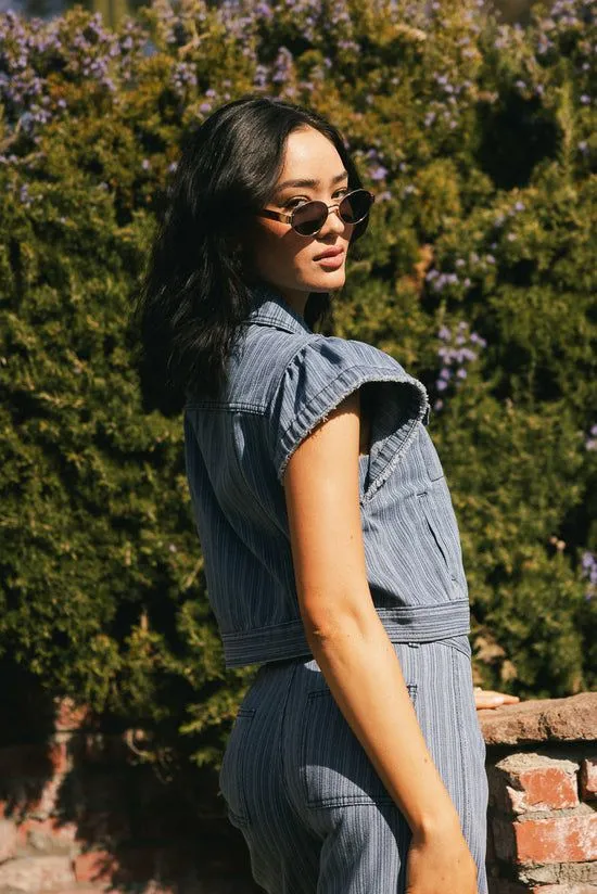Bohme Jennie Denim Striped Button Up Denim Women Sets