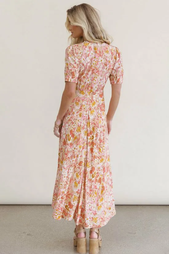 Bohme Jennifer Floral Maxi Dress Tan Women Dresses