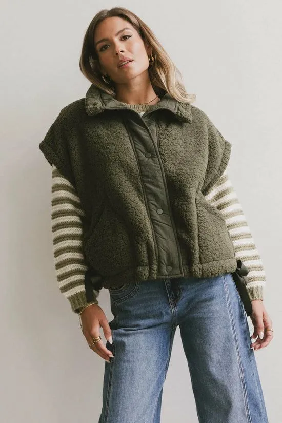 Bohme Johanna Sherpa Vest In Olive Olive Women Vests