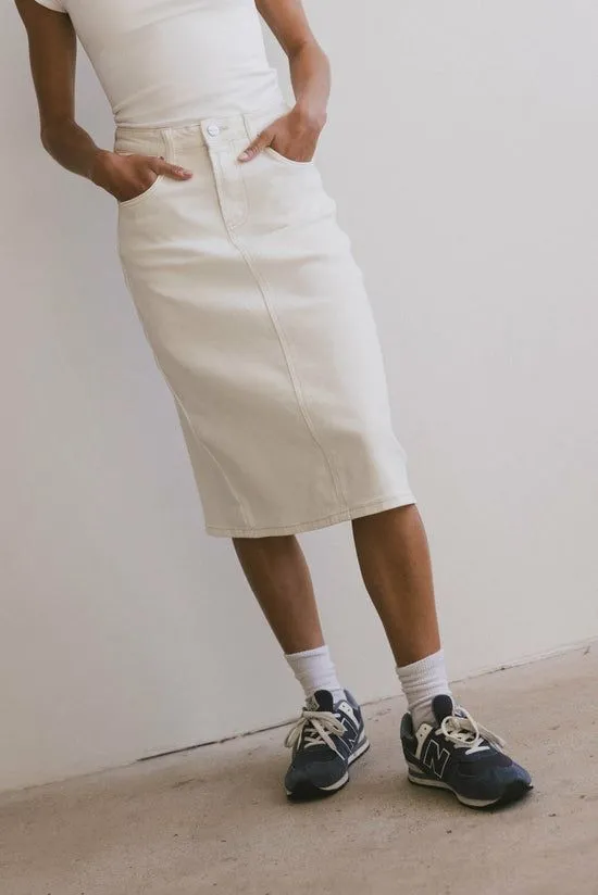 Bohme Jordan Denim Skirt In Cream Cream Women Skirts
