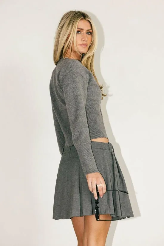 Bohme Julia Ribbed Cardigan In Heather Grey Heather Grey Women Cardigans
