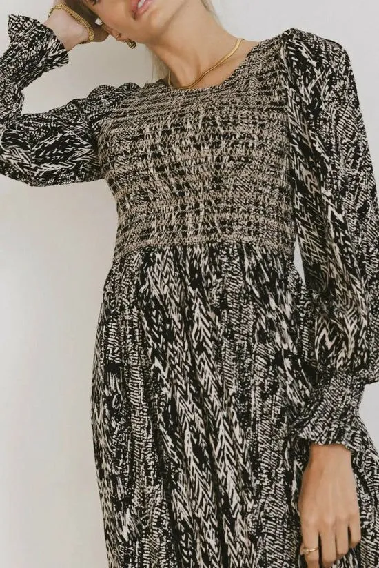 Bohme Justice Abstract Midi Dress In Black Black Women Dresses