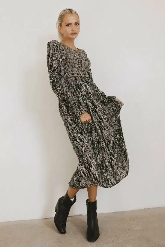 Bohme Justice Abstract Midi Dress In Black Black Women Dresses