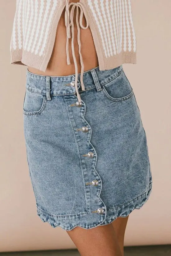 Bohme Kalista Denim Mini Skirt Light Wash Women Skirts