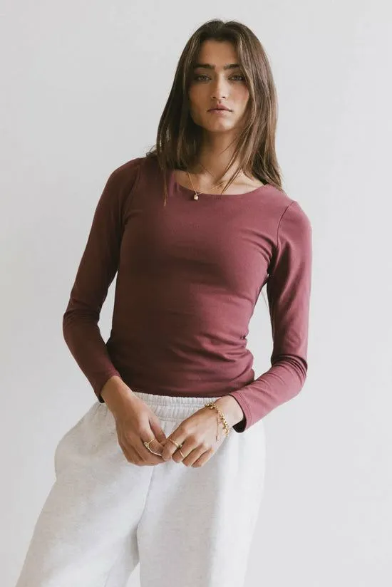 Bohme Kendra Basic Top In Berry Berry Women Tees and Tanks