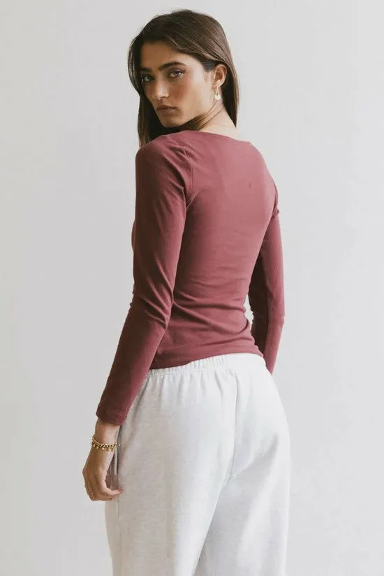 Bohme Kendra Basic Top In Berry Berry Women Tees and Tanks