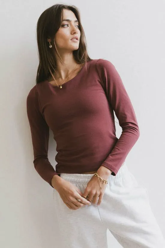 Bohme Kendra Basic Top In Berry Berry Women Tees and Tanks