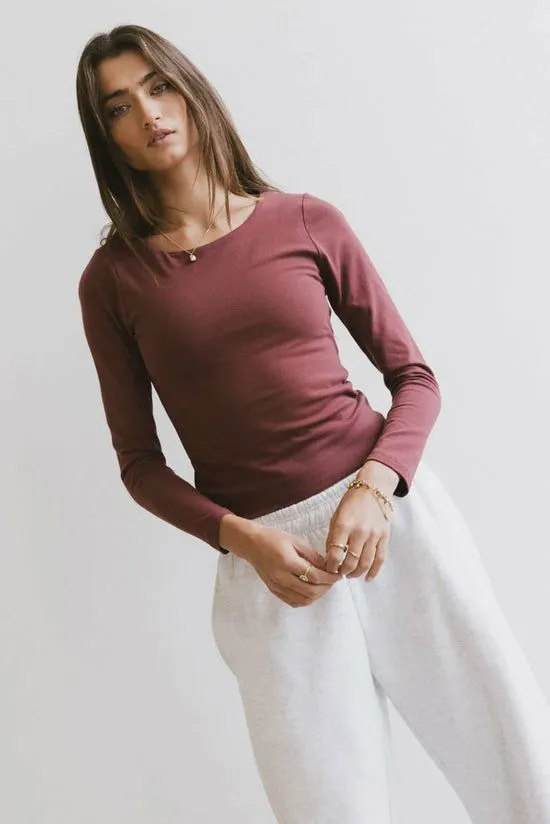 Bohme Kendra Basic Top In Berry Berry Women Tees and Tanks