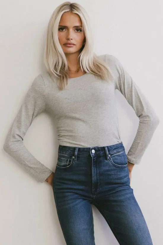 Bohme Kendra Basic Top In Heather Grey Heather Grey Women Tees and Tanks