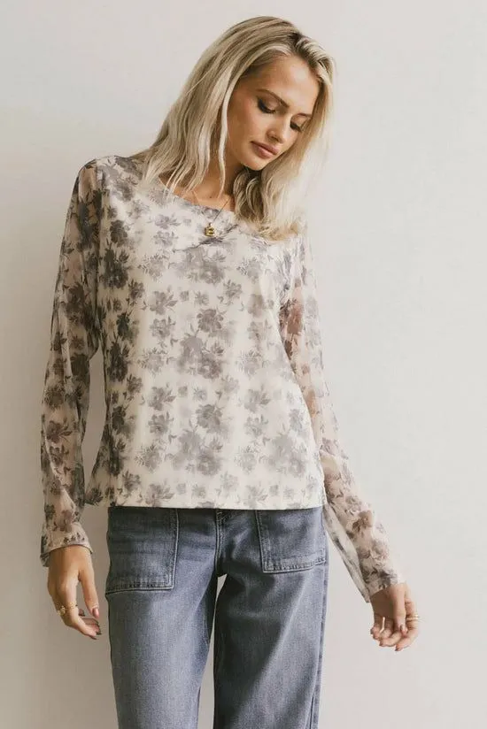 Bohme Kenna Mesh Top Grey Women Blouses