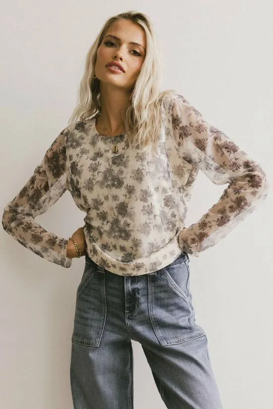 Bohme Kenna Mesh Top Grey Women Blouses