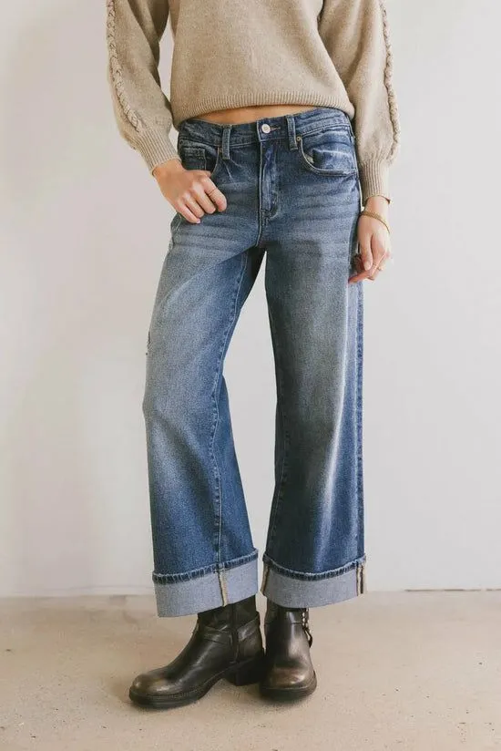 Bohme Lacie Cropped Wide Leg Jeans Dark Wash Women All Bottoms