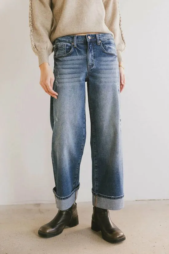 Bohme Lacie Cropped Wide Leg Jeans Dark Wash Women All Bottoms