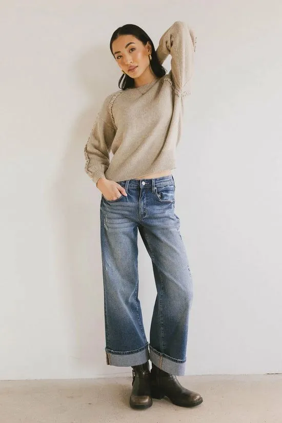 Bohme Lacie Cropped Wide Leg Jeans Dark Wash Women All Bottoms