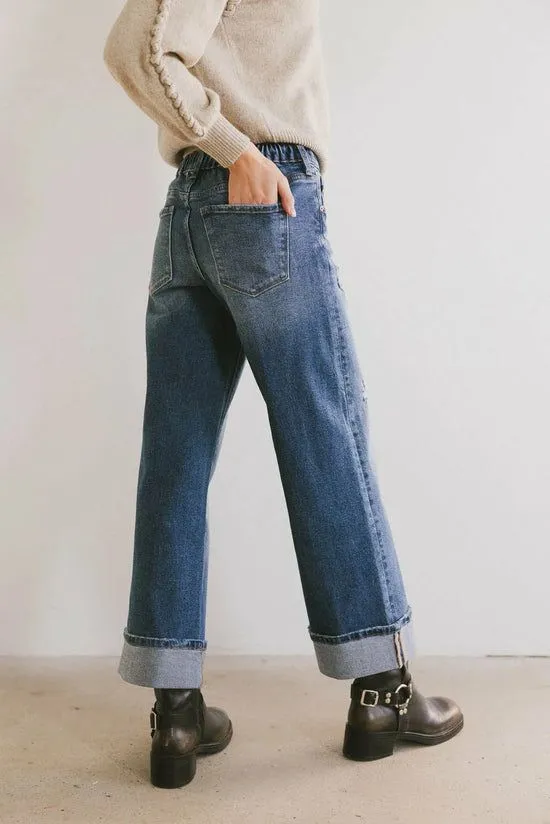 Bohme Lacie Cropped Wide Leg Jeans Dark Wash Women All Bottoms