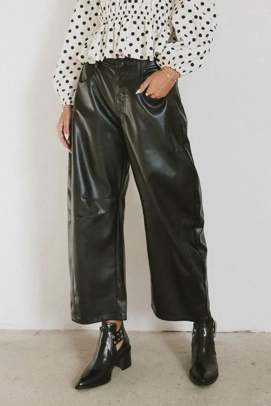 Bohme Langston Vegan Leather Barrel Jeans In Black Black Women All Bottoms