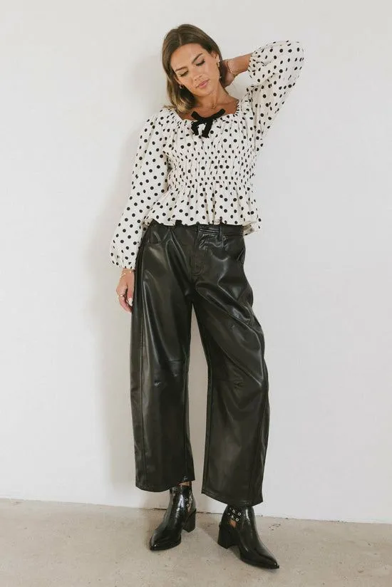 Bohme Langston Vegan Leather Barrel Jeans In Black Black Women All Bottoms