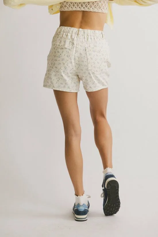 Bohme Lauren Floral Denim Shorts Blue Women Shorts