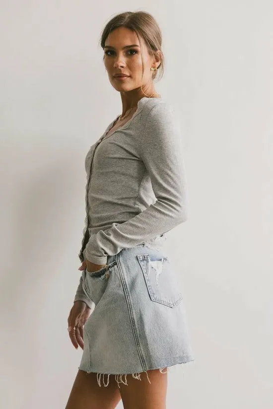 Bohme Logan Lace Trim Top In Grey Grey Women Tees and Tanks