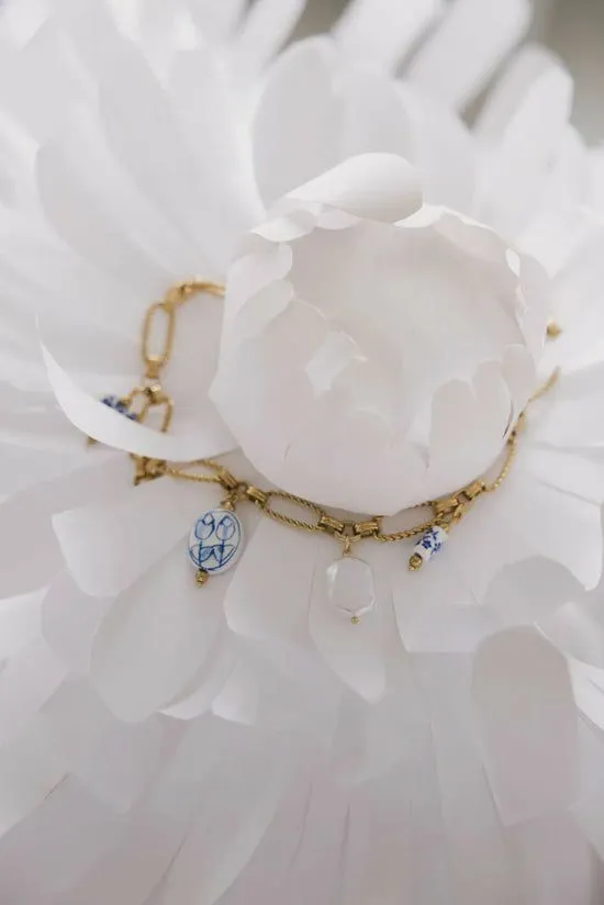 Bohme Lousia Blue Bead Charm Necklace Gold Women Jewelry Bohme Lousia Blue Bead Charm Necklace Gold Women Jewelry
