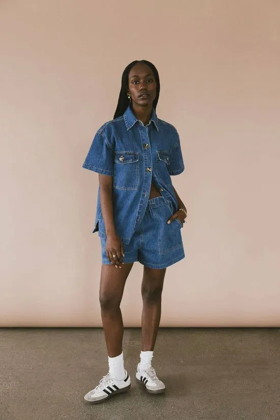 Bohme Luxor Denim Shorts Medium Wash Women Shorts