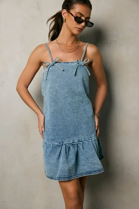 Bohme Mardie Denim Mini Dress Light Wash Women Dresses