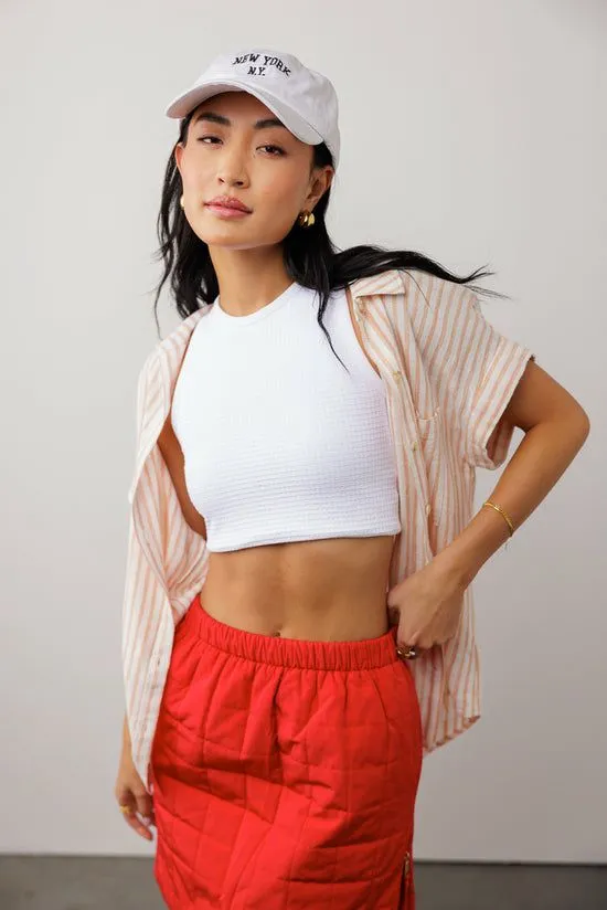 Bohme Marie Striped Button Up In Orange Orange Women Blouses