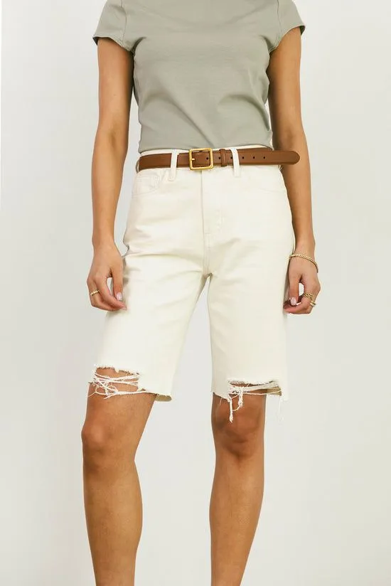 Bohme Marlene Denim Shorts In Ivory Ivory Women Bermudas