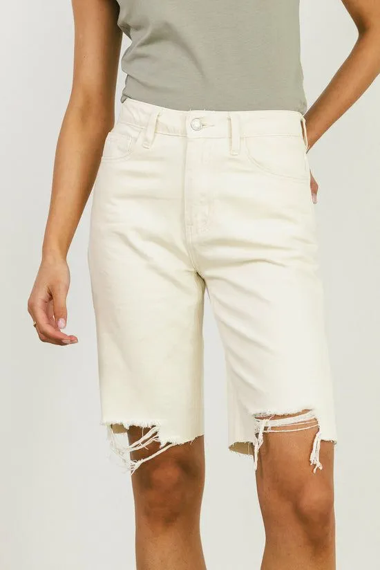 Bohme Marlene Denim Shorts In Ivory Ivory Women Bermudas