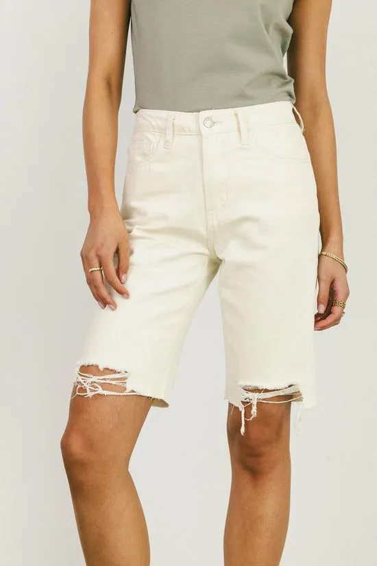 Bohme Marlene Denim Shorts In Ivory Ivory Women Bermudas