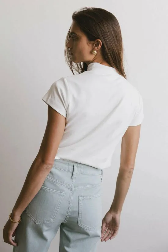 Bohme Marley Mock Neck Tee In White White Women Tees and Tanks