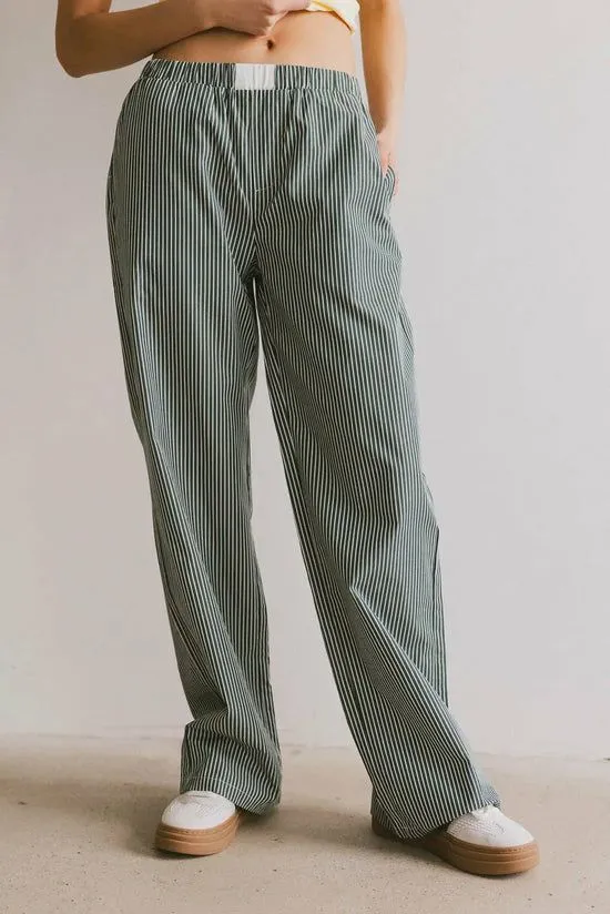 Bohme Marline Striped Boxer Pants Green Women All Bottoms