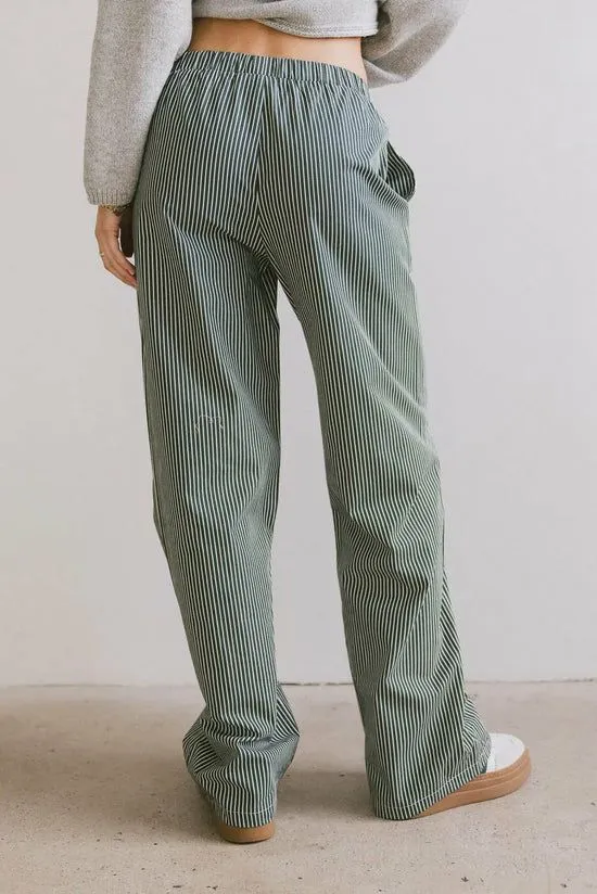 Bohme Marline Striped Boxer Pants Green Women All Bottoms