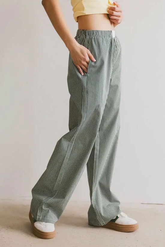 Bohme Marline Striped Boxer Pants Green Women All Bottoms