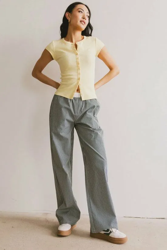 Bohme Marline Striped Boxer Pants Green Women All Bottoms